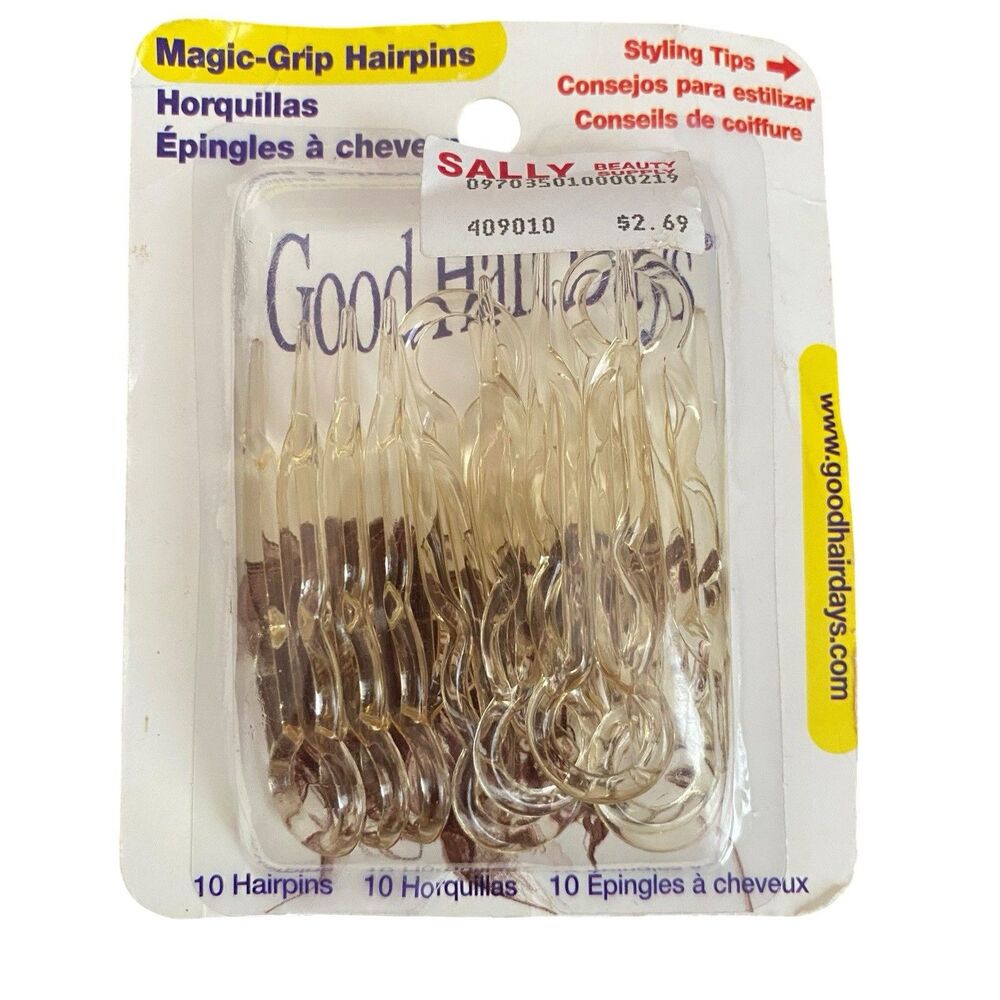 Vintage Good Hair Days Magic-Grip Hairpins 10pk Clear  French Bun Updo